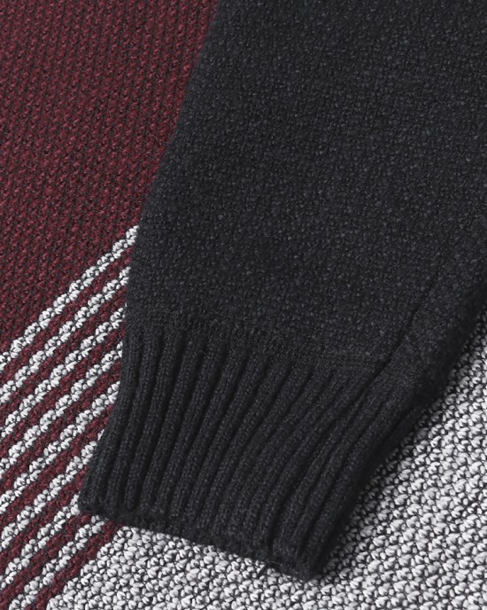 Mens Stripe Colorblock Knitted Fleece Lined Warm Hooded Cardigans With Pocket Mens Stripe Colorblock Knitted Fleece Lined Warm Hooded Cardigans With Pocket