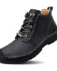 Men Pure Color Toe Protected Hand Stitching Leather Ankle Boots Men Pure Color Toe Protected Hand Stitching Leather Ankle Boots