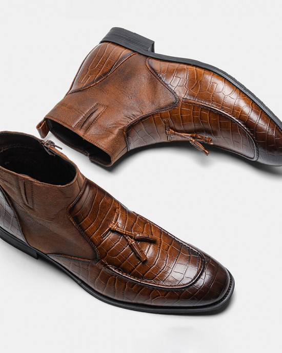 Men Retro Tassel Slip Resistant Side zip Business Boot Men Retro Tassel Slip Resistant Side zip Business Boot