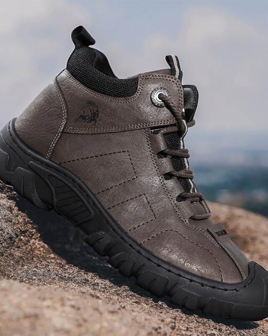 Men Microfiber Leather Breathable Soft Sole Non Slip Closed Toe Lace Up Leisure Boots Men Microfiber Leather Breathable Soft Sole Non Slip Closed Toe Lace Up Leisure Boots