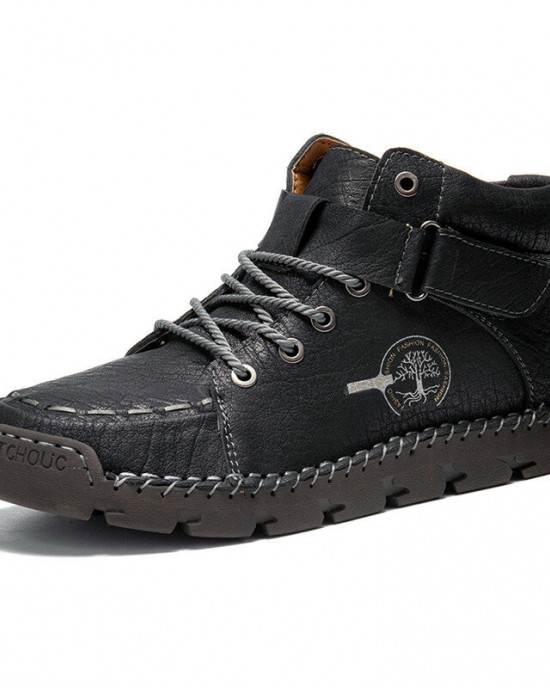 Men Hand Stitching Non Slip Outdoor Casual Microfiber Leather Boots Men Hand Stitching Non Slip Outdoor Casual Microfiber Leather Boots