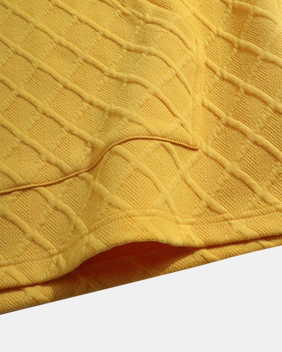 Mens Waffle Textured Solid Pouch Pocket Loose Drawstring Hoodies Mens Waffle Textured Solid Pouch Pocket Loose Drawstring Hoodies