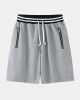 Sport Mens Cotton Solid Color Drawstring Finess Shorts With Zipper Pocket Sport Mens Cotton Solid Color Drawstring Finess Shorts With Zipper Pocket