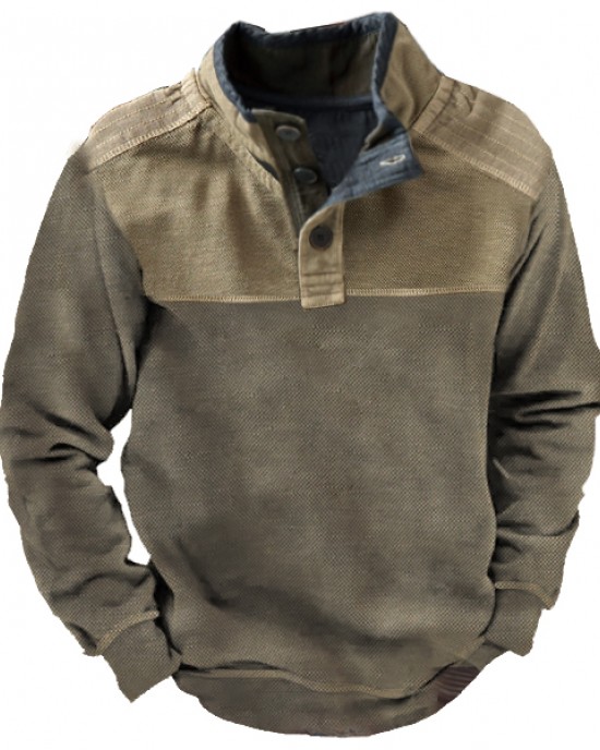Vintage Long Sleeve Henley Collar T-Shirt HF2904-02-02 Vintage Long Sleeve Henley Collar T-Shirt HF2904-02-02