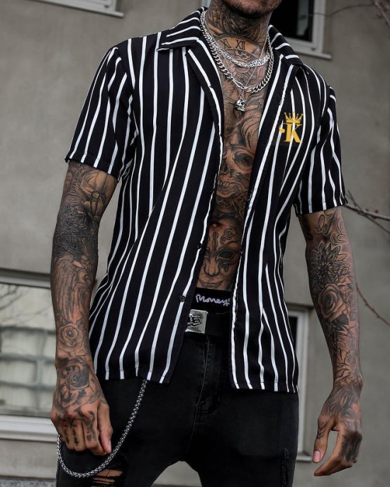 Seamless style black and white striped shirt HF1918-02-03 Seamless style black and white striped shirt HF1918-02-03