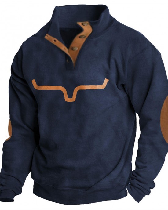 Men's retro stand collar T-shirt sweatshirt HF0902-02-01 Men's retro stand collar T-shirt sweatshirt HF0902-02-01