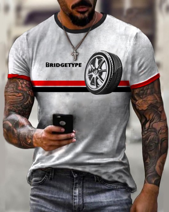 Wheel print summer casual short-sleeved men's T-shirt HF3011-01-02 Wheel print summer casual short-sleeved men's T-shirt HF3011-01-02