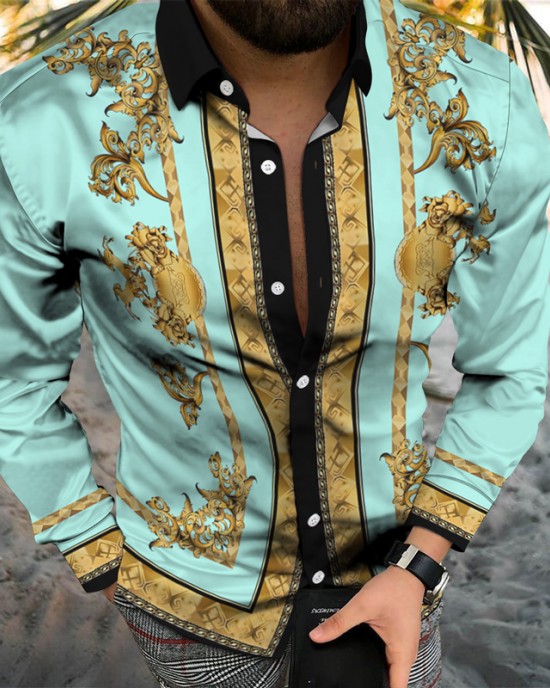 Printed Hawaiian collar loose fit shirt HF3018-04-03 Printed Hawaiian collar loose fit shirt HF3018-04-03