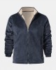 Mens Warm Velvet Stand Collar Sherpa Lined Long Sleeve Coats With Pocket Mens Warm Velvet Stand Collar Sherpa Lined Long Sleeve Coats With Pocket