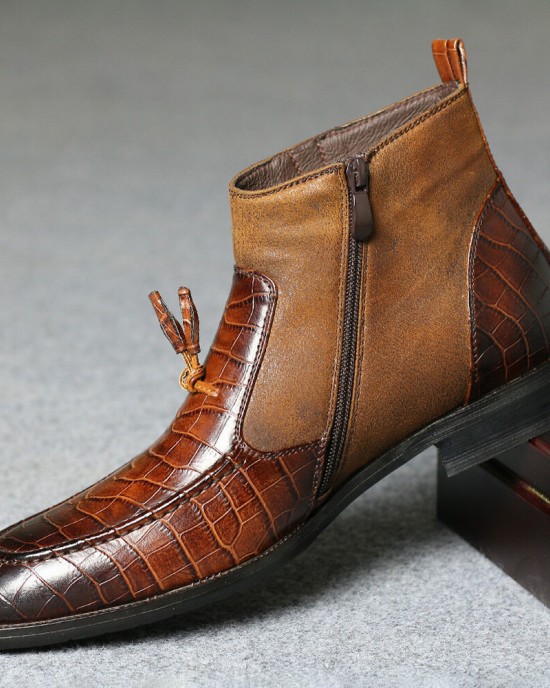 Men Retro Tassel Slip Resistant Side zip Business Boot Men Retro Tassel Slip Resistant Side zip Business Boot