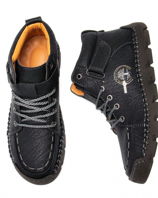 Men Hand Stitching Non Slip Outdoor Casual Microfiber Leather Boots Men Hand Stitching Non Slip Outdoor Casual Microfiber Leather Boots