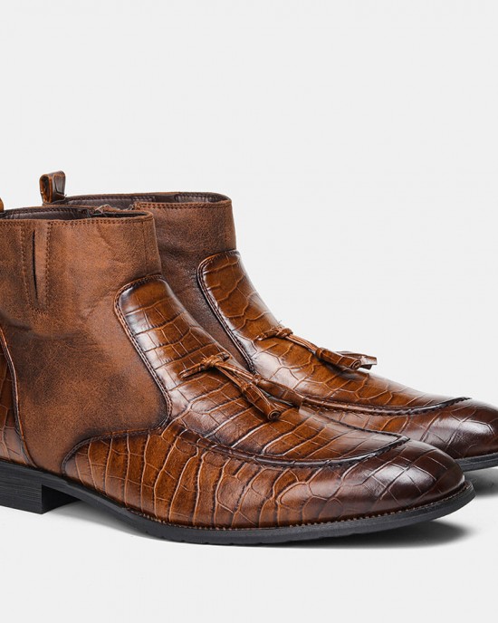 Men Retro Tassel Slip Resistant Side zip Business Boot Men Retro Tassel Slip Resistant Side zip Business Boot