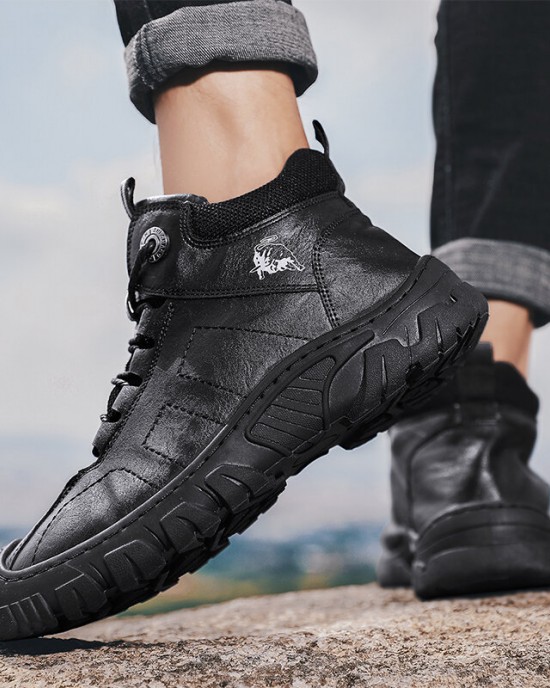 Men Microfiber Leather Breathable Soft Sole Non Slip Closed Toe Lace Up Leisure Boots Men Microfiber Leather Breathable Soft Sole Non Slip Closed Toe Lace Up Leisure Boots