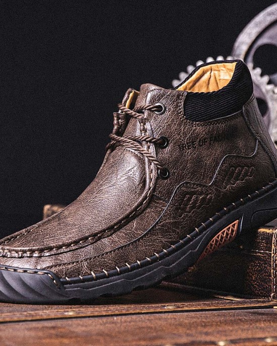 Men Non Slip Soft Sole Casual Leather Hand Sewn Boots Men Non Slip Soft Sole Casual Leather Hand Sewn Boots