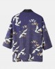 Mens Kimono Ethnic Style Crane Print Open Front Casual Two Pieces Outfits Mens Kimono Ethnic Style Crane Print Open Front Casual Two Pieces Outfits