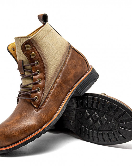 Men Retro Casual Non Slip Splicing Business Short Boots Men Retro Casual Non Slip Splicing Business Short Boots