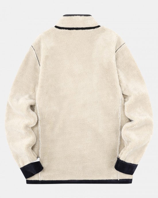 Mens Warm Velvet Stand Collar Sherpa Lined Long Sleeve Coats With Pocket Mens Warm Velvet Stand Collar Sherpa Lined Long Sleeve Coats With Pocket