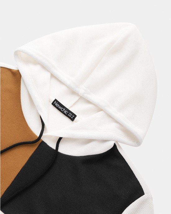 Mens Hooded Waffle Knit Color Block Patchwork Shirts Shorts Two Pieces Outfits Mens Hooded Waffle Knit Color Block Patchwork Shirts Shorts Two Pieces Outfits
