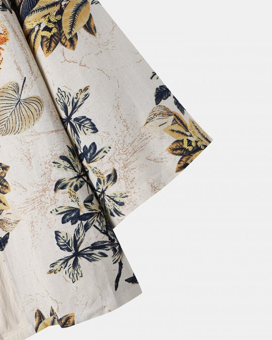Mens Tropical Floral Print Kimono Holiday Two Pieces Outfits Mens Tropical Floral Print Kimono Holiday Two Pieces Outfits