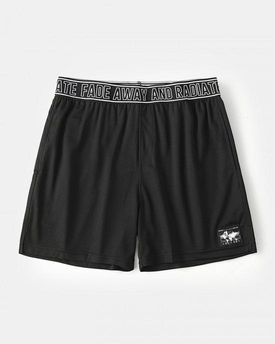 Mens Sport Solid Color Patchwork Letter Waistband Quick Dry Breathable Mid Waist Shorts Mens Sport Solid Color Patchwork Letter Waistband Quick Dry Breathable Mid Waist Shorts