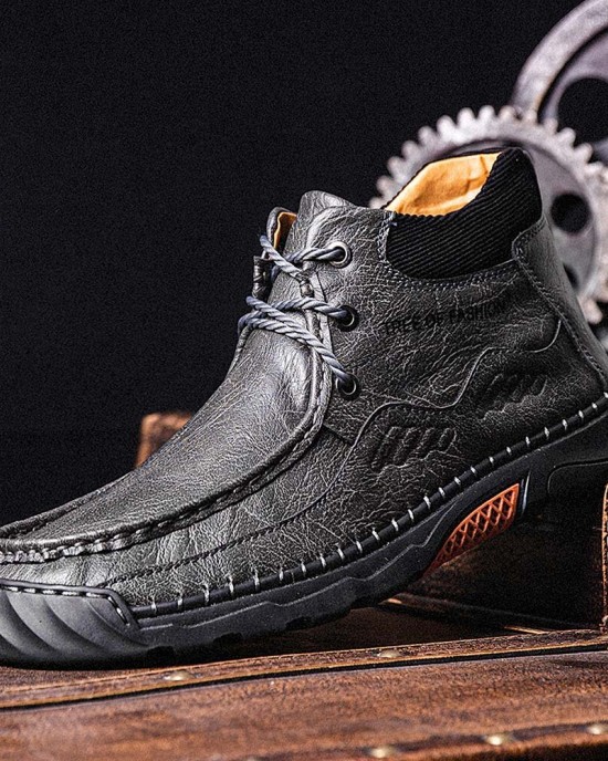 Men Non Slip Soft Sole Casual Leather Hand Sewn Boots Men Non Slip Soft Sole Casual Leather Hand Sewn Boots