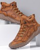Men Hand Stitching Toe Protected Soft Sole Comfy Casual Leather Boots Men Hand Stitching Toe Protected Soft Sole Comfy Casual Leather Boots