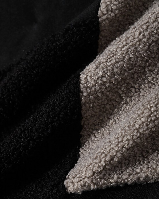 Men Teddy Color Block Patchwork Crew Neck Pullover Sweatshirts Men Teddy Color Block Patchwork Crew Neck Pullover Sweatshirts