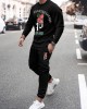 Men Flower Print Letter Round Neck Side Pockets Ankle Length Casual Suits Men Flower Print Letter Round Neck Side Pockets Ankle Length Casual Suits