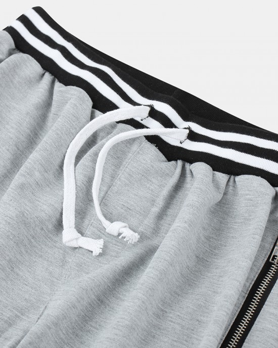 Sport Mens Cotton Solid Color Drawstring Finess Shorts With Zipper Pocket Sport Mens Cotton Solid Color Drawstring Finess Shorts With Zipper Pocket