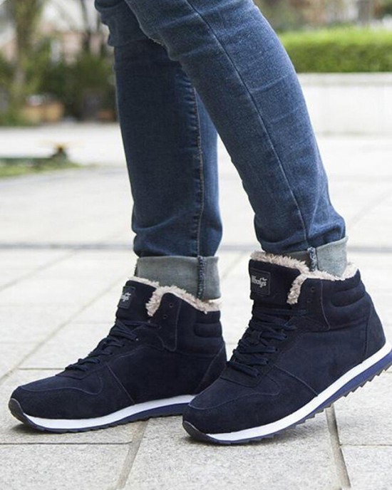 Men Winter Snow Shoes Hiking Boots Warm Lined Wear resistant Non Slip Cotton Shoes Lace Up Outdoor Sports Casual Ankle Shoes Men Winter Snow Shoes Hiking Boots Warm Lined Wear resistant Non Slip Cotton Shoes Lace Up Outdoor Sports Casual Ankle Shoes