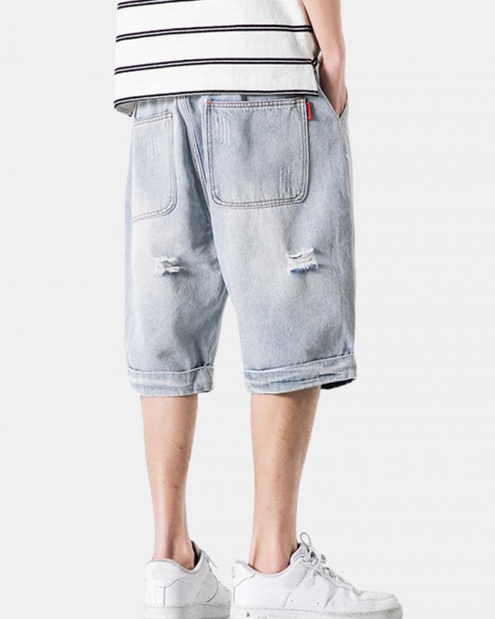 Mens Casual Hole Designed Denim Shorts Mens Casual Hole Designed Denim Shorts