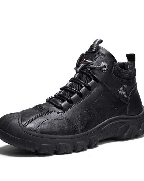 Men Microfiber Leather Breathable Soft Sole Non Slip Closed Toe Lace Up Leisure Boots Men Microfiber Leather Breathable Soft Sole Non Slip Closed Toe Lace Up Leisure Boots