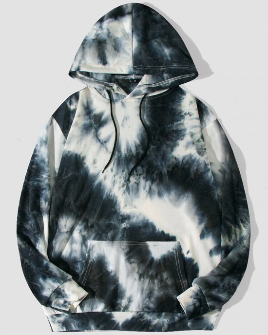 Men Tie dye Kangaroo Pocket Long Sleeve Casual Hooded Sweatshirt Men Tie dye Kangaroo Pocket Long Sleeve Casual Hooded Sweatshirt