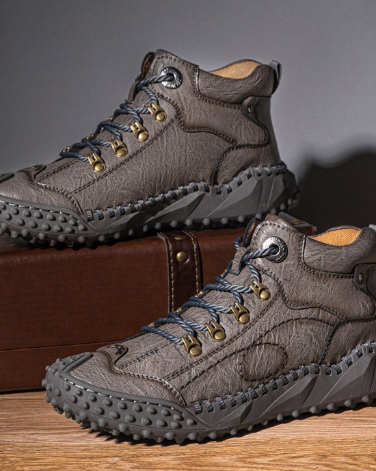 Men Hand Stitching Toe Protected Soft Sole Comfy Casual Leather Boots Men Hand Stitching Toe Protected Soft Sole Comfy Casual Leather Boots