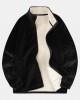 Mens Warm Velvet Stand Collar Sherpa Lined Long Sleeve Coats With Pocket Mens Warm Velvet Stand Collar Sherpa Lined Long Sleeve Coats With Pocket
