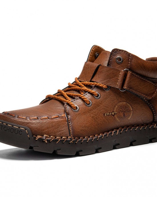 Men Hand Stitching Non Slip Outdoor Casual Microfiber Leather Boots Men Hand Stitching Non Slip Outdoor Casual Microfiber Leather Boots