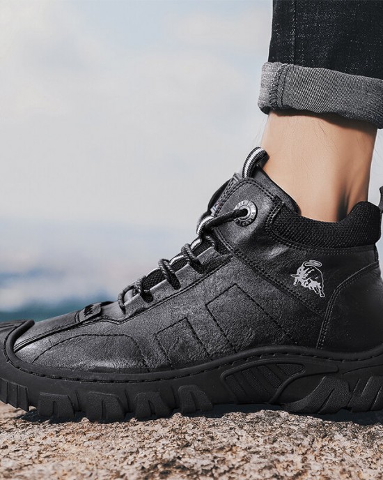 Men Microfiber Leather Breathable Soft Sole Non Slip Closed Toe Lace Up Leisure Boots Men Microfiber Leather Breathable Soft Sole Non Slip Closed Toe Lace Up Leisure Boots
