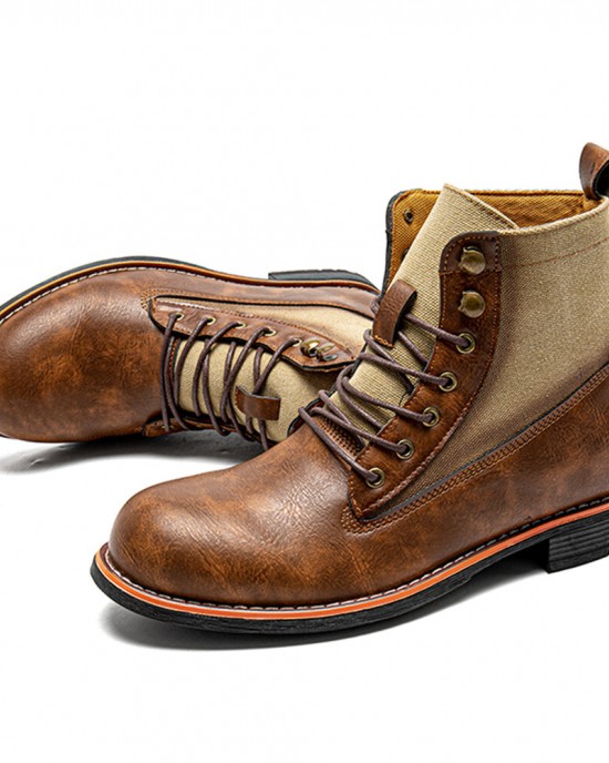 Men Retro Casual Non Slip Splicing Business Short Boots Men Retro Casual Non Slip Splicing Business Short Boots