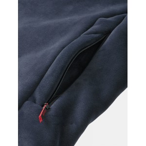 Mens Warm Velvet Stand Collar Sherpa Lined Long Sleeve Coats With Pocket