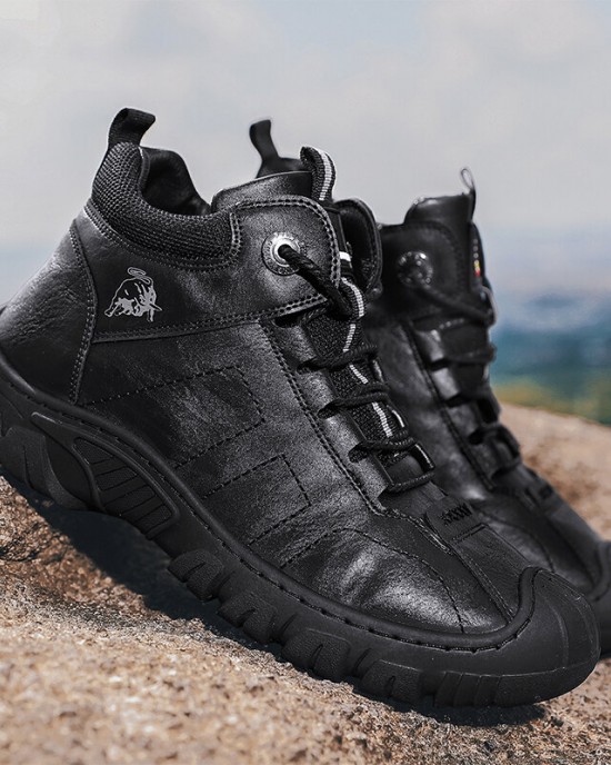 Men Microfiber Leather Breathable Soft Sole Non Slip Closed Toe Lace Up Leisure Boots Men Microfiber Leather Breathable Soft Sole Non Slip Closed Toe Lace Up Leisure Boots