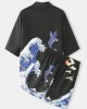 Mens Kimono Waves Cap Pattern Japanese Elastic Waist Two Piece Outfits Mens Kimono Waves Cap Pattern Japanese Elastic Waist Two Piece Outfits