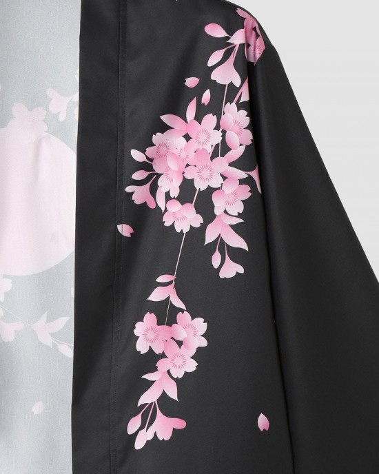 Mens Cherry Blossoms Letter Print Kimono Loose Two Pieces Outfits Mens Cherry Blossoms Letter Print Kimono Loose Two Pieces Outfits