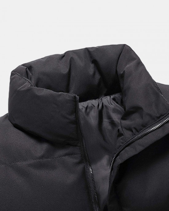 Mens Thicken Fluffy Solid Color Stand Collar Long Sleeve Warm Coats Mens Thicken Fluffy Solid Color Stand Collar Long Sleeve Warm Coats