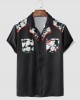 Mens Floral Print Double Pocket Button Up Holiday Two Pieces Outfits Mens Floral Print Double Pocket Button Up Holiday Two Pieces Outfits