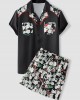Mens Floral Print Double Pocket Button Up Holiday Two Pieces Outfits Mens Floral Print Double Pocket Button Up Holiday Two Pieces Outfits
