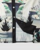 Mens Crane Landscape Print Contrast Trim Holiday Two Pieces Outfits Mens Crane Landscape Print Contrast Trim Holiday Two Pieces Outfits