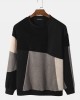 Men Teddy Color Block Patchwork Crew Neck Pullover Sweatshirts Men Teddy Color Block Patchwork Crew Neck Pullover Sweatshirts