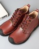 Men Pure Color Toe Protected Hand Stitching Leather Ankle Boots Men Pure Color Toe Protected Hand Stitching Leather Ankle Boots