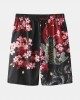 Mens Kimono Carp Flower Print Japanese Fish Elastic Waist Two Piece Outfits Mens Kimono Carp Flower Print Japanese Fish Elastic Waist Two Piece Outfits