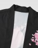Mens Cherry Blossoms Letter Print Kimono Loose Two Pieces Outfits Mens Cherry Blossoms Letter Print Kimono Loose Two Pieces Outfits
